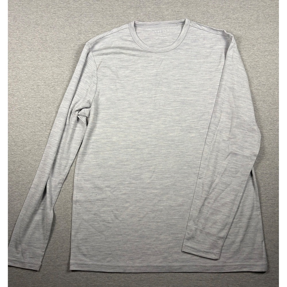 Unbound Merino Long Sleeve T-Shirt Crew Neck Large Gray Heather Baselayer